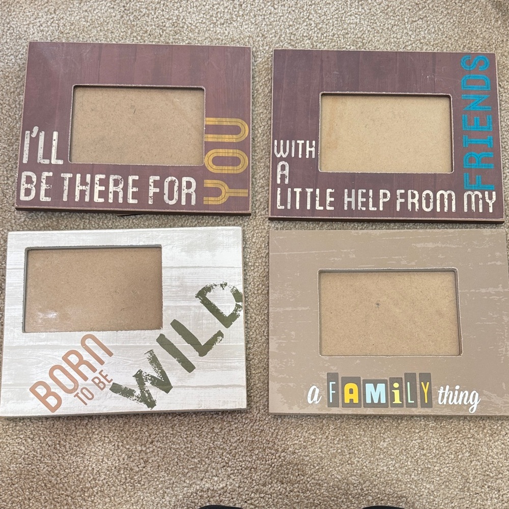 Rustic Wooden Picture Frame Set - Brown, White, Tan never used!